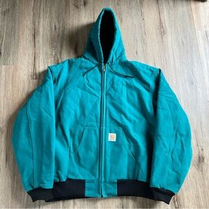 Rare Vintage Carhartt Jacket Mens 3XL Aqua Quilted Flannel Lining JR441